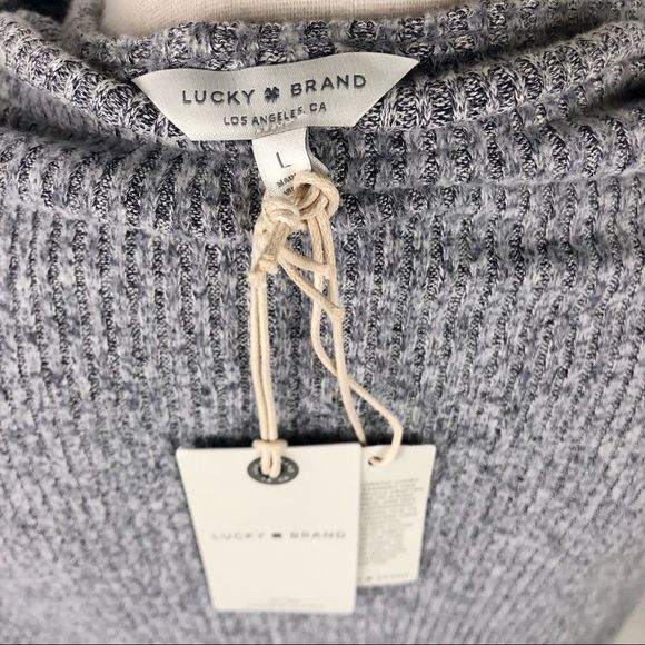 NWT Lucky Brand Ruffle Tie Long Sleeve Grey Top❤ - Picture 7 of 7